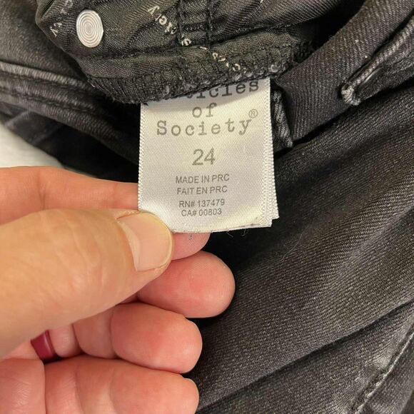 Articles of Society Jeans Women 24 Skinny Classic Black Stretch Denim Grunge Emo - Picture 5 of 12